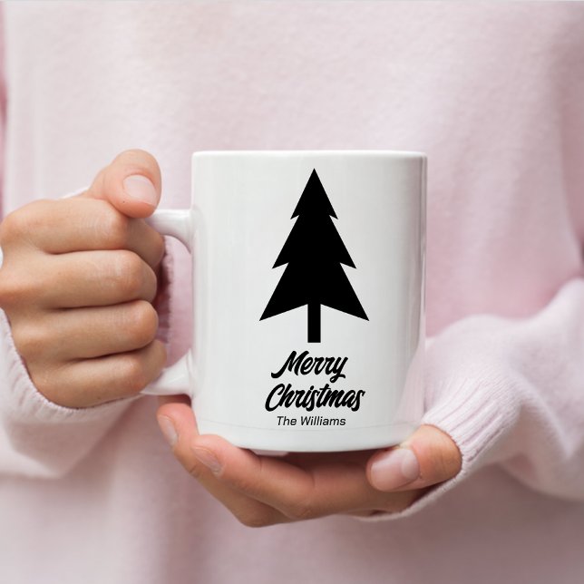 Mug Nom de famille Joyeux Noël noir blanc (Créateur téléchargé)