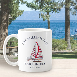 Mug Nom de famille Naubateau nautique Lake House