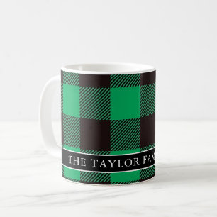 Mug Nom de famille Noël Green & Black Buffalo