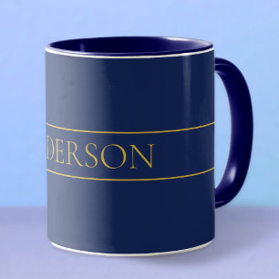 Mug Nom de famille ou nom commercial Marine Blue & Gol