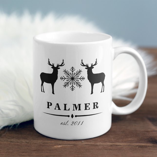 Mug Nom de famille personnalisé du cerf de Woodland (Créateur téléchargé)