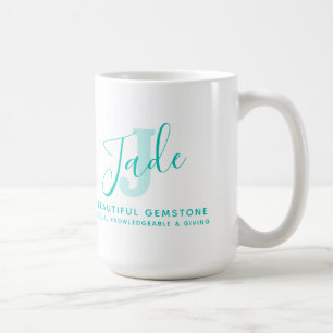Mug Nom de jade signifiant monogramme J texte turquois