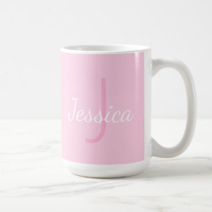 Mug Nom de la fille mignonne Monogrammed   Rose et bla