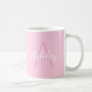 Mug Nom de la fille mignonne Monogrammed   Rose et bla