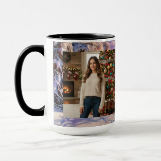 Mug Nom de la photo Scène hivernale Aquarelle rose vio