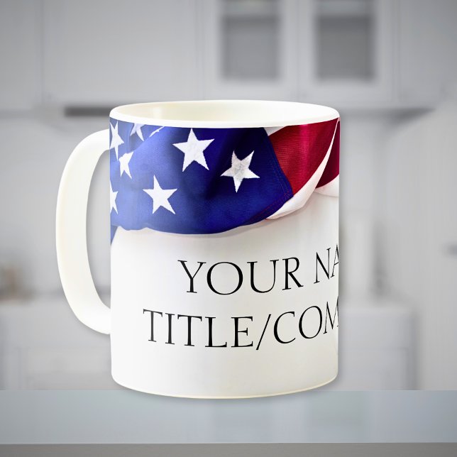 Mug Nom de la société du drapeau américain  (American Flag Company Name Coffee Mug)