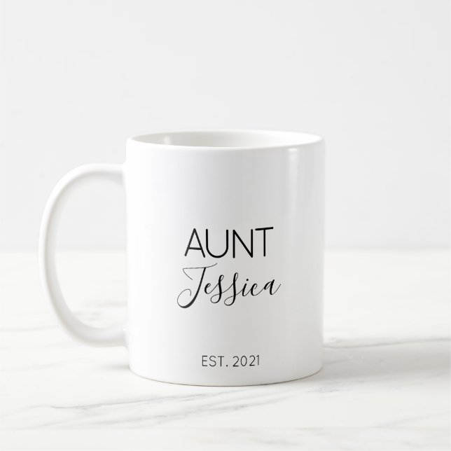 Mug Nom de la tante Grossesse Faire-part cadeau café M (Gauche)