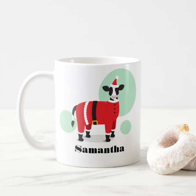 Mug Nom de la vache père Noël Noël (Avec donut)