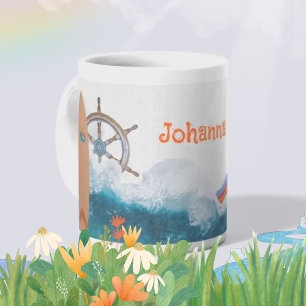 Mug Nom de l'enfant Licorne Naútíque Arc-en-ciel
