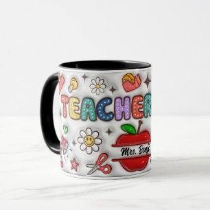 Mug Nom de l'enseignant adorable mignon 3D Inflated Lo