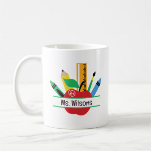 Mug Nom de l'enseignant personnalisé Classe Apple