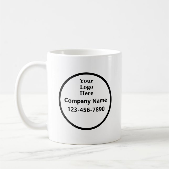 Mug Nom de l'entreprise Logo Numéro de téléphone noir  (Gauche)
