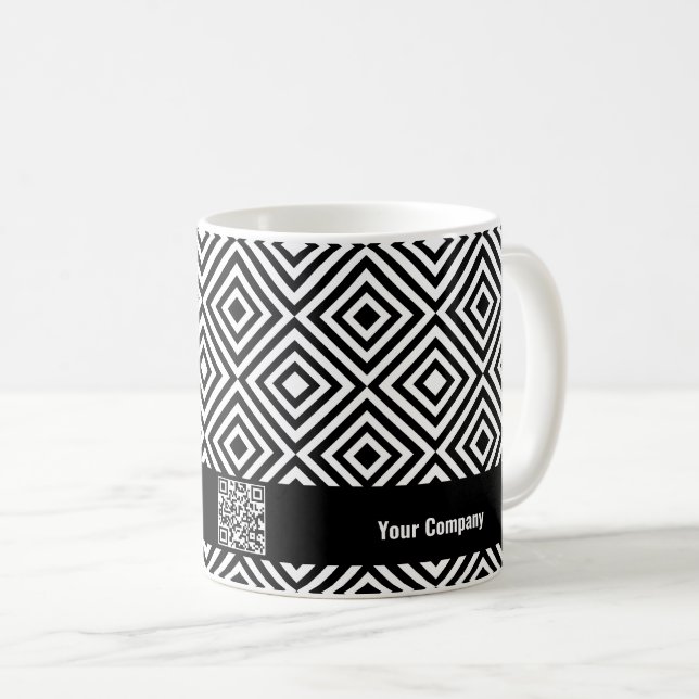 Mug Nom de l'entreprise QR-code Website Black & White  (Devant droit)