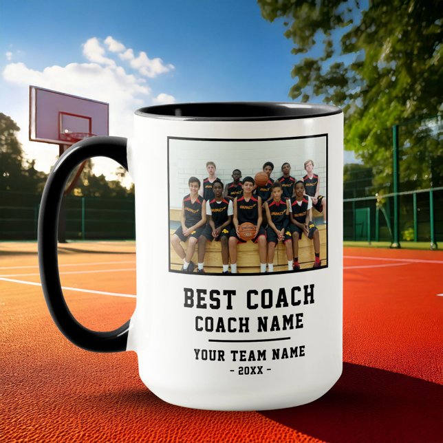 Mug Nom de l'équipe du meilleur entraîneur Merci photo (Créateur téléchargé)