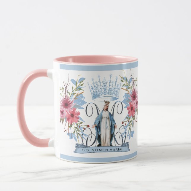 Mug Nom de Marie Vierge religieuse Mère Florale (Gauche)
