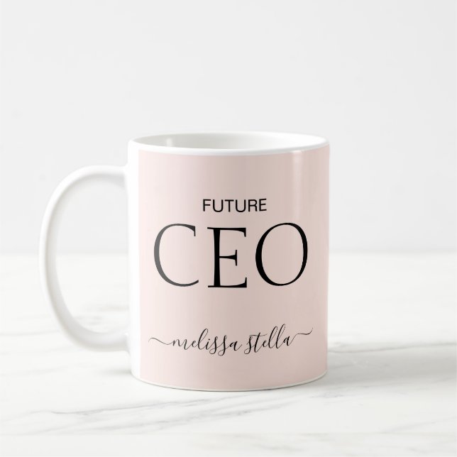 Mug Nom de PDG du futur rose moderne | Cadeau féminin (Gauche)