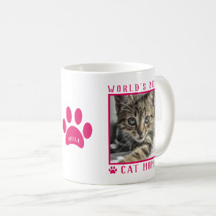 Mug Nom de photo de chat maman du monde empreinte de p