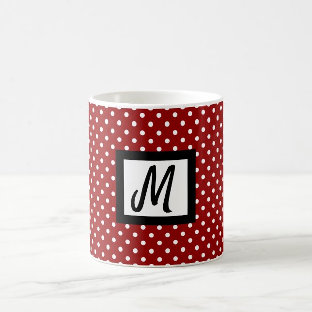 Mug Nom de point Polka blanc et rouge classique Tea in (Centre)