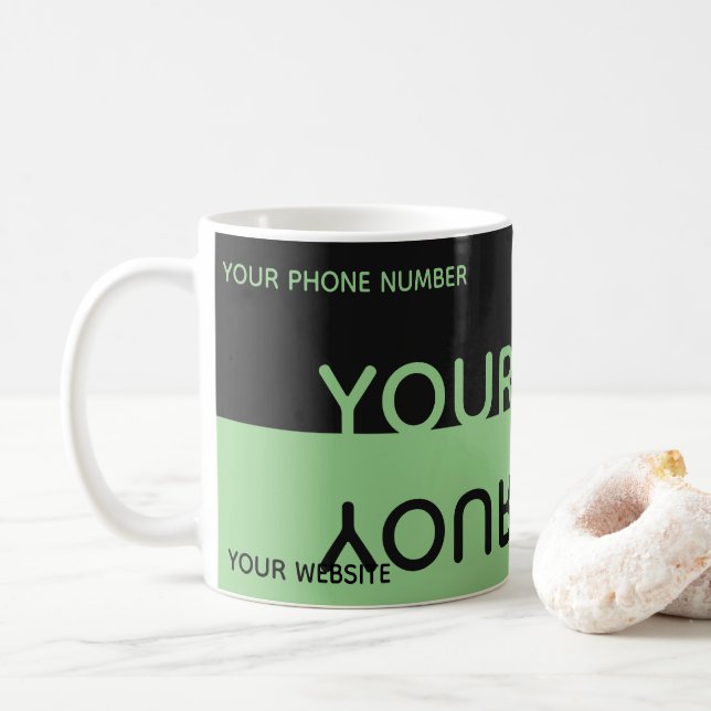 Mug Nom de reflet tout simplement élégant noir et vert (Avec donut)