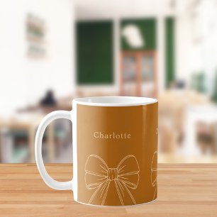 Mug nom de script arc orange brûlé pêche