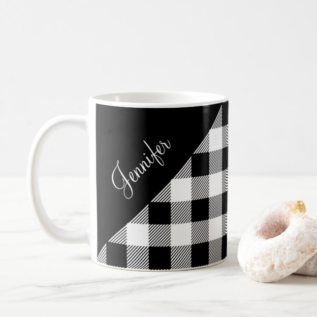 Mug Nom De Script De Plaque Noir Et Blanc Moderne (Avec donut)