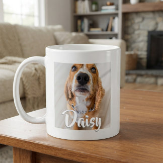 Mug Nom de script élégant Photo de Chien Chiot Chat An