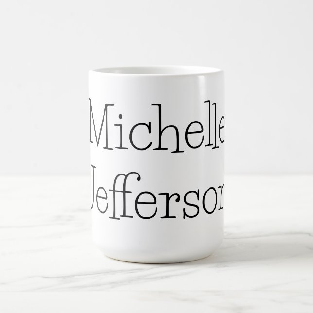 Mug Nom de script noir et blanc tendance Chic (Centre)