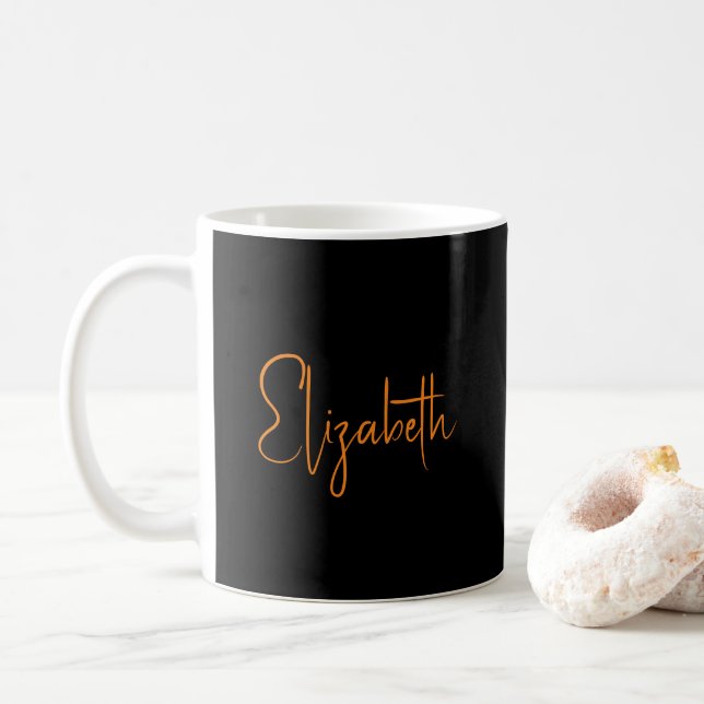 Mug Nom de script personnalisé Élégant noir personnali (Avec donut)