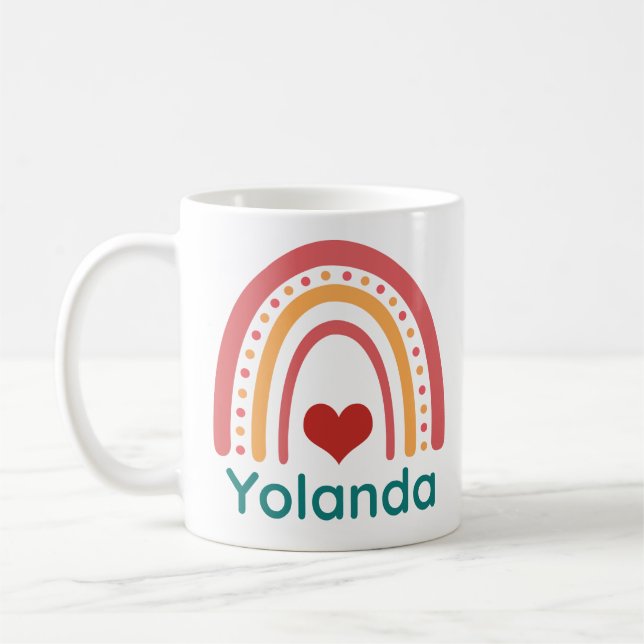 Mug Nom de Yolanda Boho Vintage Arc-en-ciel (Gauche)