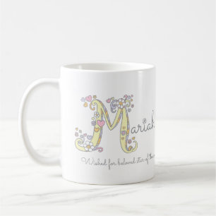 Mug Nom décoratif de la lettre M de Mariah avec la