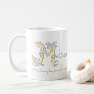 Mug Nom décoratif de la lettre M de MELiSSA avec la