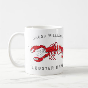 Mug Nom décoré d'un monogramme de homard rouge côti