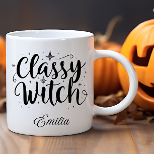 Mug Nom d'Halloween de sorcière classique Typographie