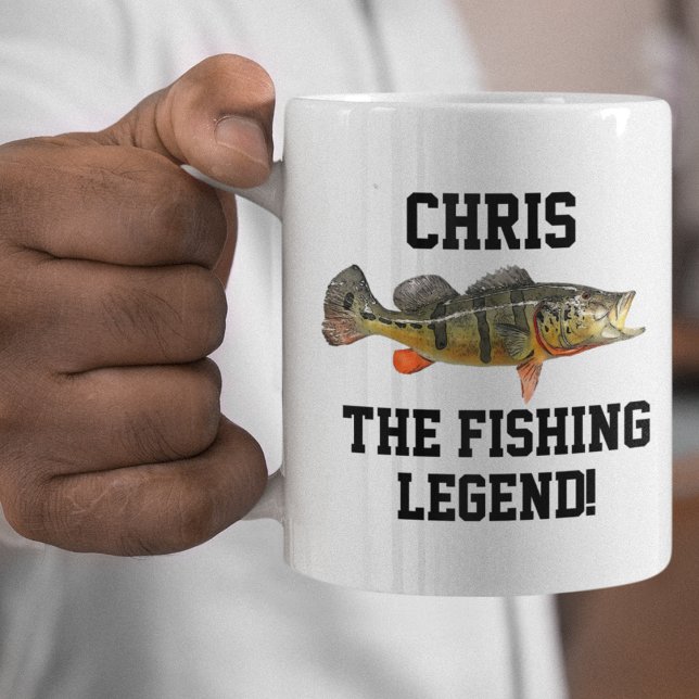 Mug Nom drôle Peacock Basse Légende Sports Pêche Cool (Créateur téléchargé)
