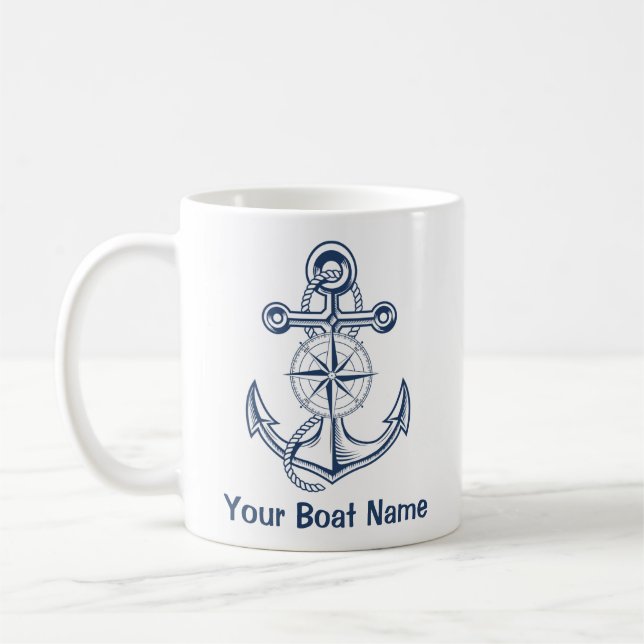 Mug Nom du bateau d'Ancres nautiques (Gauche)