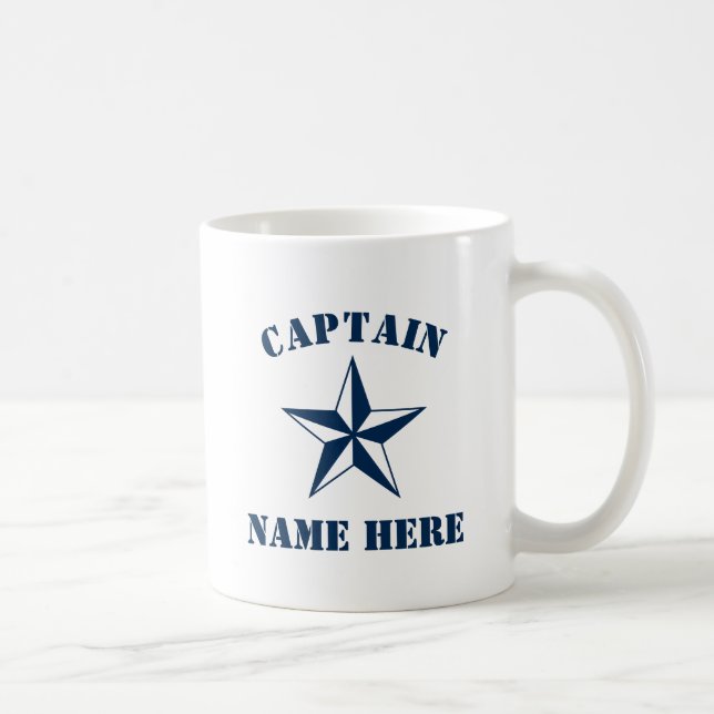 Mug Nom du capitaine de l'étoile nautique personnalisé (Droite)