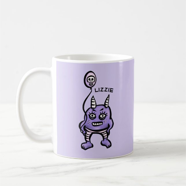 Mug Nom du caractère mignon démon violet du dessin (Gauche)