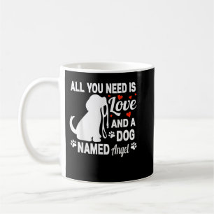Mug Nom du chien personnalisé Angel mignon chien anima
