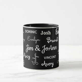 Mug Nom du couple avec enfants et petits-enfants Noms
