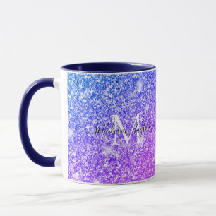 Mug Nom du monogramme de la Parties scintillant rose e