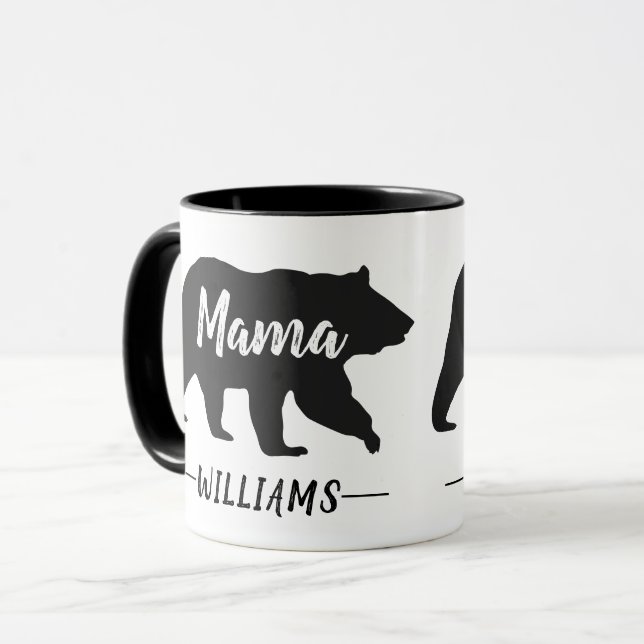 Mug Nom du monogramme de l'ours de maman rustique (Devant gauche)