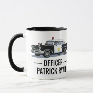 Mug Nom du monogramme de voiture de la police Vintage