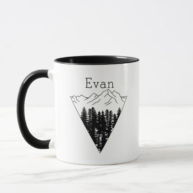 Mug Nom du monogramme Montagne Arbres Nature Lover Hik (Gauche)