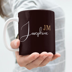 Mug Nom du monogramme or noir