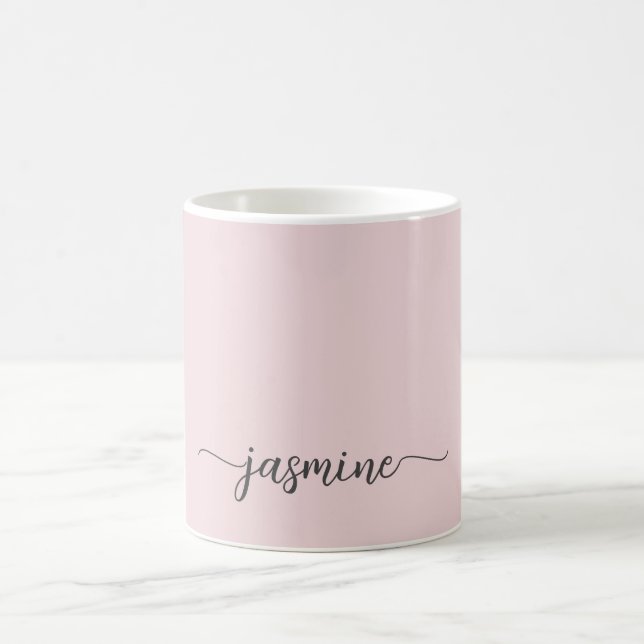 Mug Nom du monogramme rose et bleu élégant Signature (Centre)