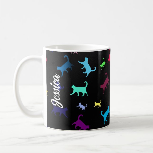 Mug Nom du Motif arc-en-ciel Chats Monogram (Gauche)