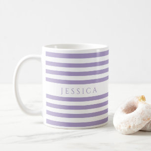 Mug Nom du Motif de bandes mou violet