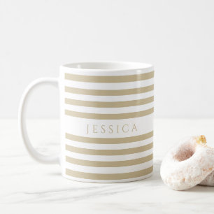 Mug Nom du Motif des rayures beiges