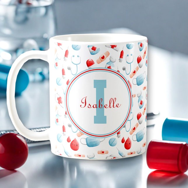Mug Nom du Motif Médicale Monogram Nurse (Medical Pattern Name Monogram Nurse Coffee Mug)