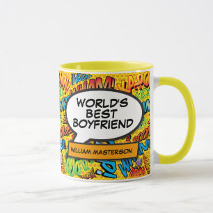 Mug Nom du petit ami le meilleur au monde Bande dessin